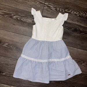 Tahari Girls Sz 5 White and Blue Gingham Dress